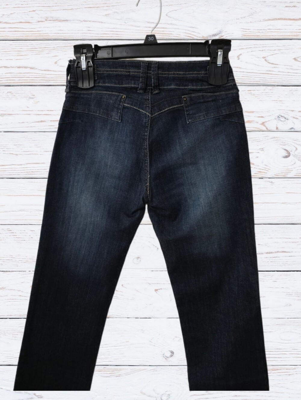 Dark Wash Bootcut Jeans with Subtle Whiskering